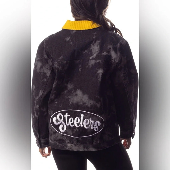 NWT The Wild Collective Official NFL Steeler's Tie Dye Denim Jacket - Picture 3 of 11